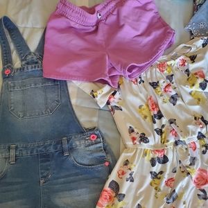NWOT girls L (12) short-alls with bonus